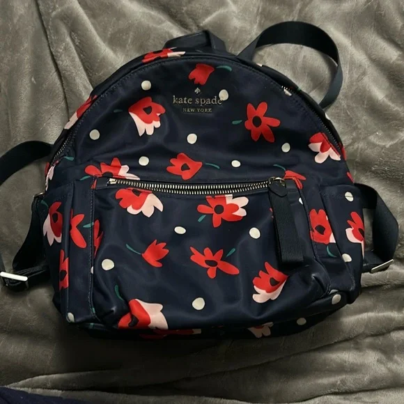 kate spade | Bags | Kate Spade Backpack Navy With Red And 